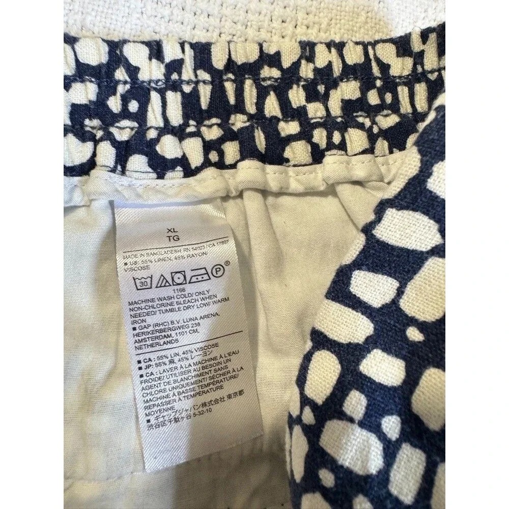 BANANA REPUBLIC Sz XL Wide-Leg High-Rise Linen Blend Pant Pull-On Cropped Pocket